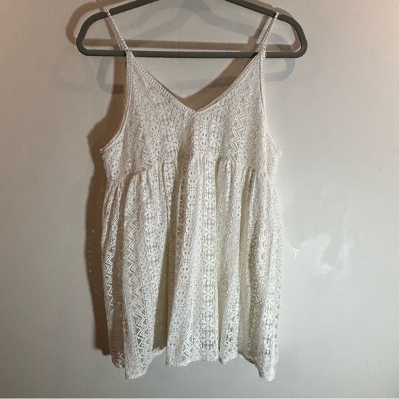 NOUL Sz O/S Baby Doll Crochet Layer Spaghetti Straps Lined Tank Top Blouse - Picture 5 of 7